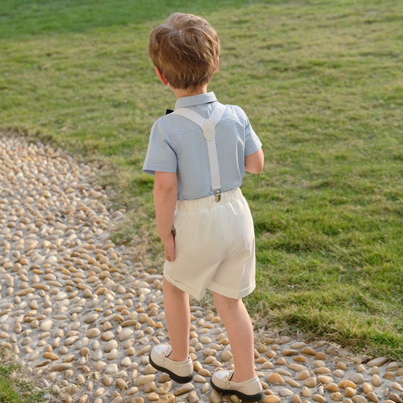 2023 High Quality Kid Boutique children's clothing Summer Gentleman Kids Party Wear Suit Elegant short-sleeved Kids Clothes Boys