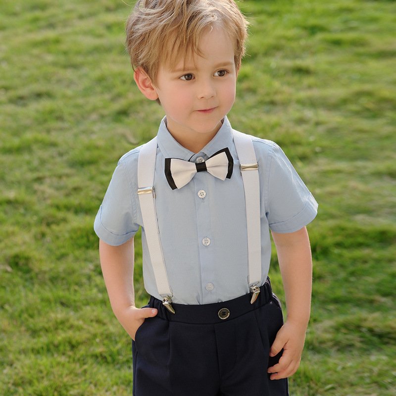 2023 High Quality Kid Boutique children's clothing Summer Gentleman Kids Party Wear Suit Elegant short-sleeved Kids Clothes Boys