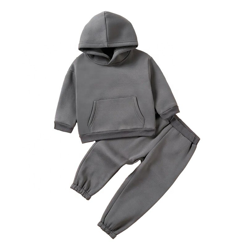 Bamboo cotton kids sweatpants and hoodie set boys clothing sets custom kids sweatsuits eco friendly fleece children's tracksuit