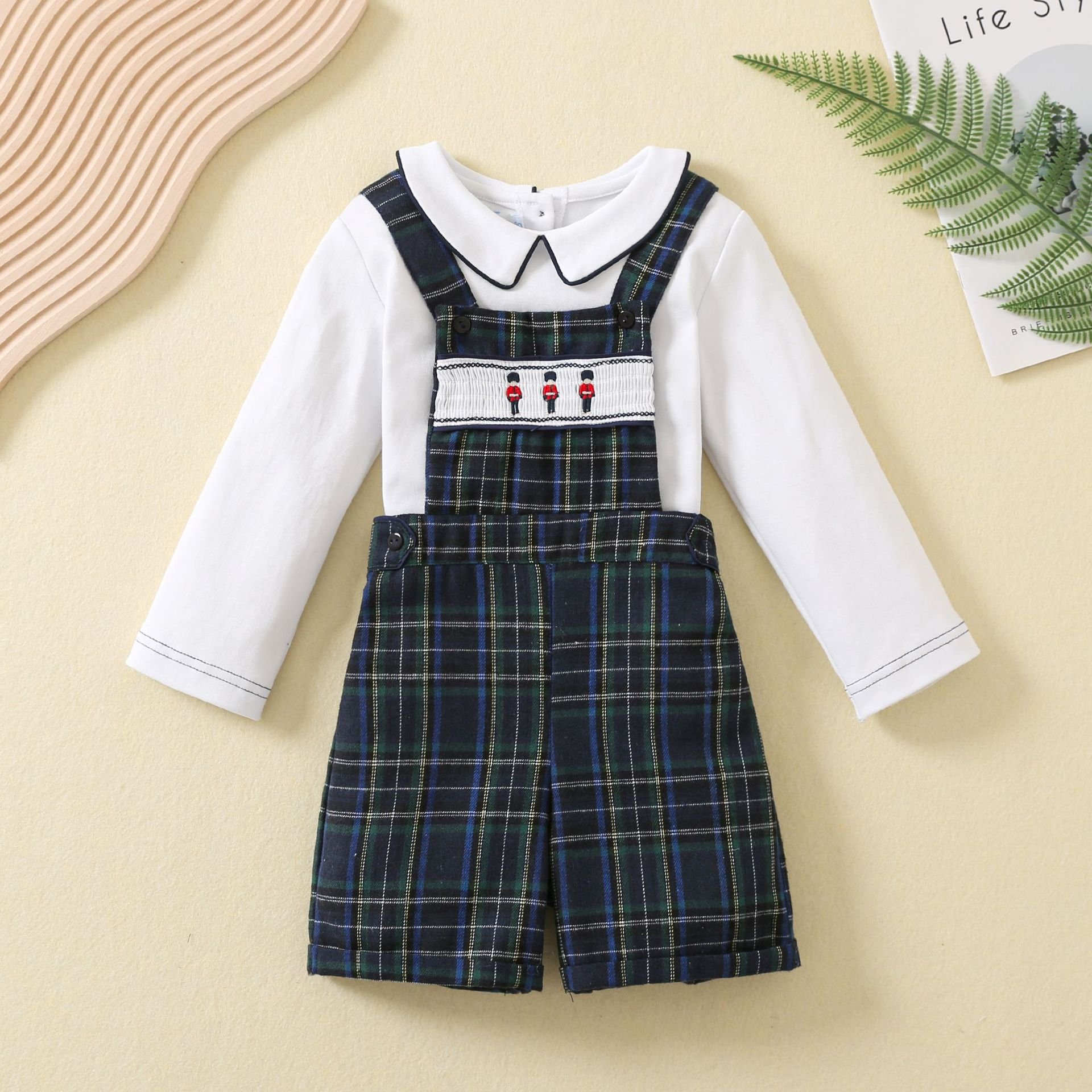 Spring and Autumn Kids Clothing Sets Kids Christmas Formal Attire Smocked Baby Boy Clothing Sets Embroidered Children outfit