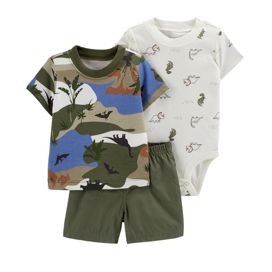 100% Cotton Baby clothing sets Summer Baby girl Boy 3-Piece Tee Bodysuit & Little Short Set