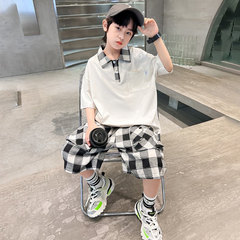 Kids NEW Short-sleeved Teen boys Clothing Summer clothing Casual polo t-shirt high quality & polo shirt clothing set 12-13 years