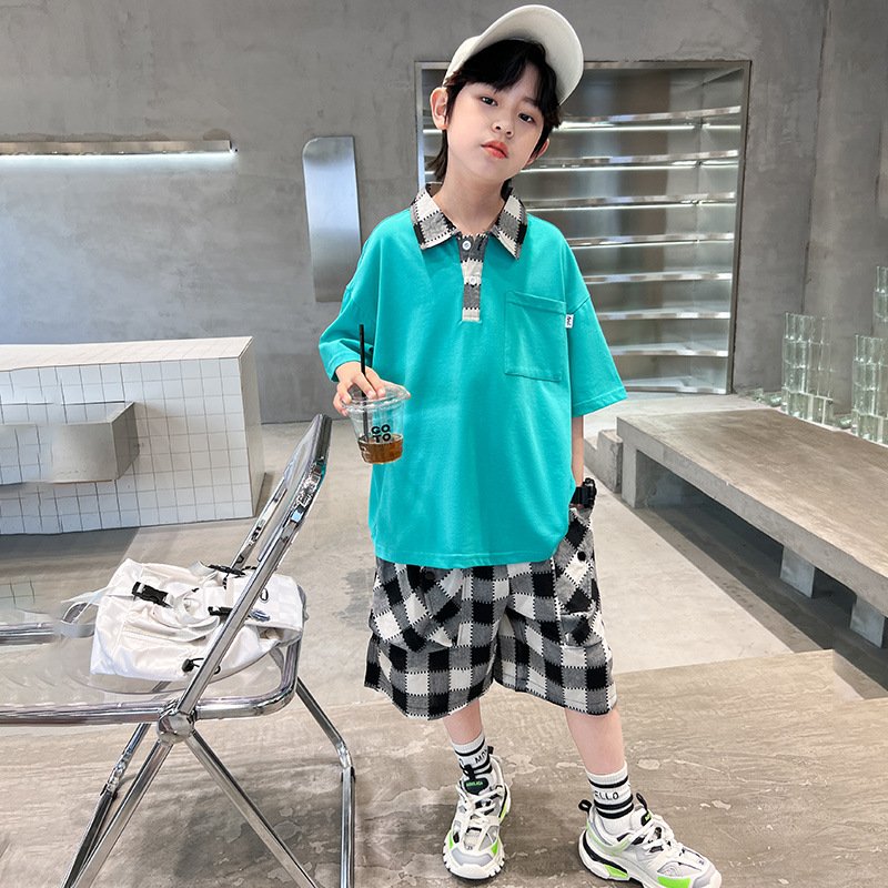Kids NEW Short-sleeved Teen boys Clothing Summer clothing Casual polo t-shirt high quality & polo shirt clothing set 12-13 years