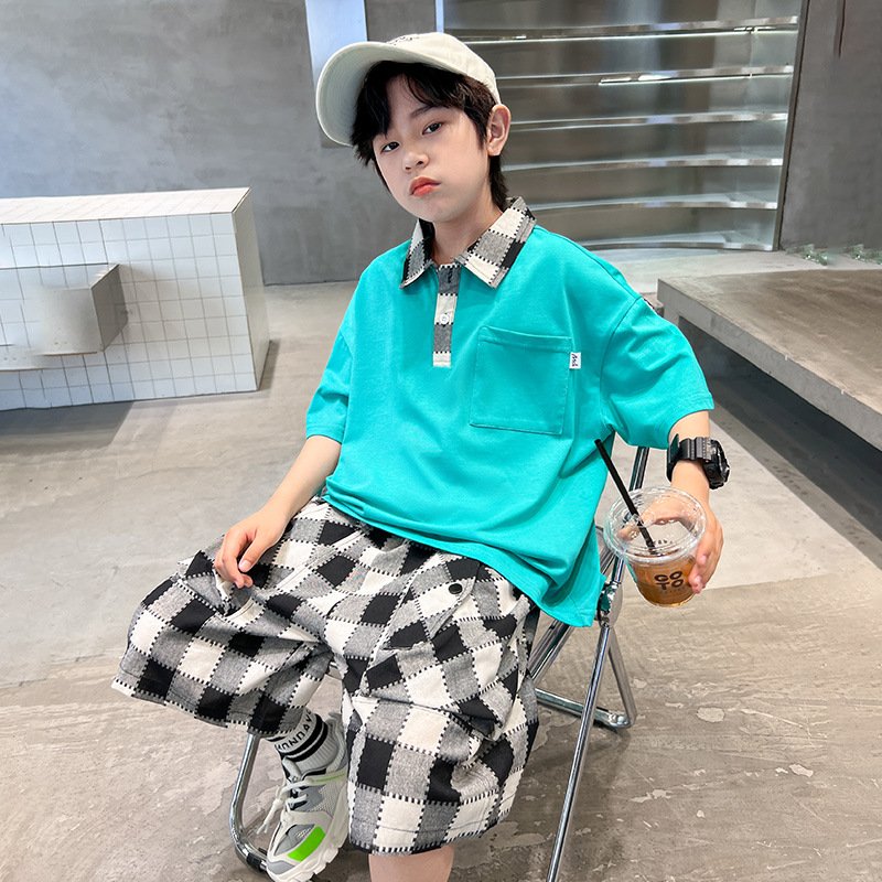 Kids NEW Short-sleeved Teen boys Clothing Summer clothing Casual polo t-shirt high quality & polo shirt clothing set 12-13 years