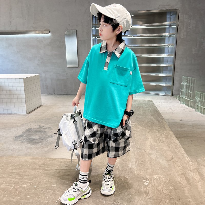 Kids NEW Short-sleeved Teen boys Clothing Summer clothing Casual polo t-shirt high quality & polo shirt clothing set 12-13 years