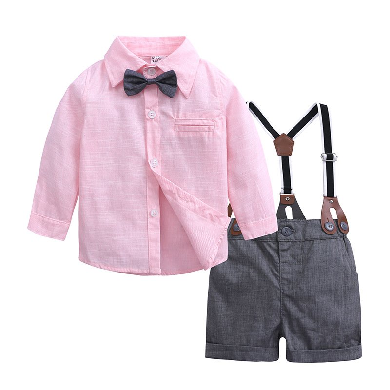 Toddler Boys Clothing Set Kids Short Sleeve Bow Tie Shirt Suspenders Shorts Casual Baby Boy Clothes Gentleman Suit