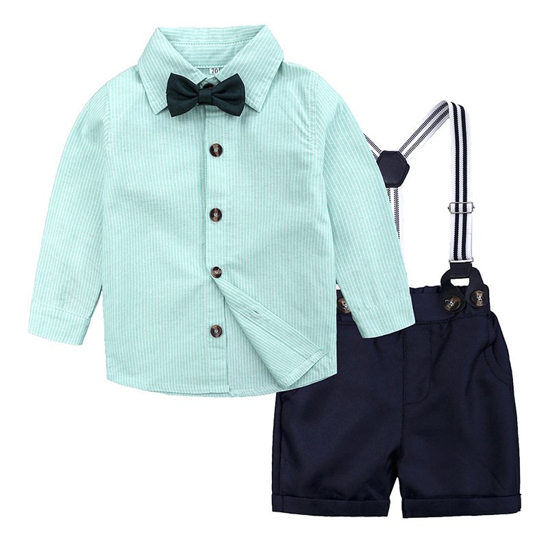 Toddler Boys Clothing Set Kids Short Sleeve Bow Tie Shirt Suspenders Shorts Casual Baby Boy Clothes Gentleman Suit