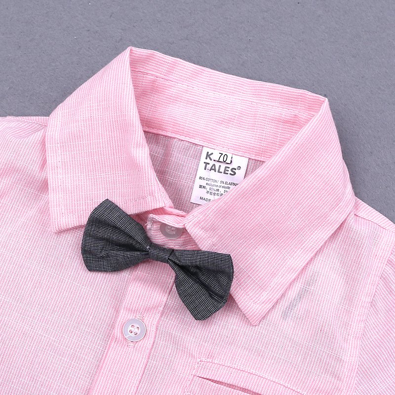 Toddler Boys Clothing Set Kids Short Sleeve Bow Tie Shirt Suspenders Shorts Casual Baby Boy Clothes Gentleman Suit