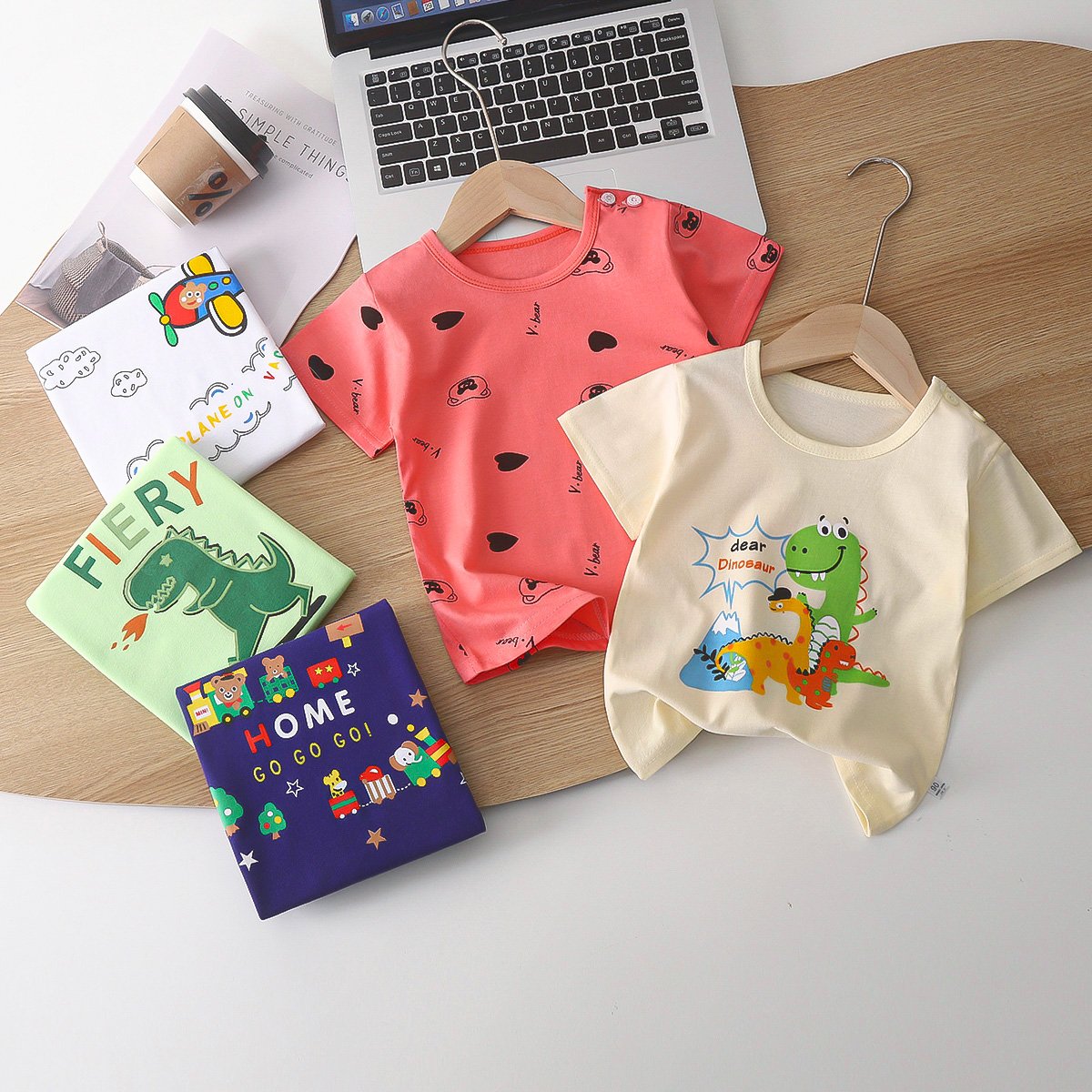 Kids Clothing Wholesale High Quality Printed T- Shirt Baby Boys Girls T-shirt Short Sleeve Cartoon Knitted 100% Cotton Popular