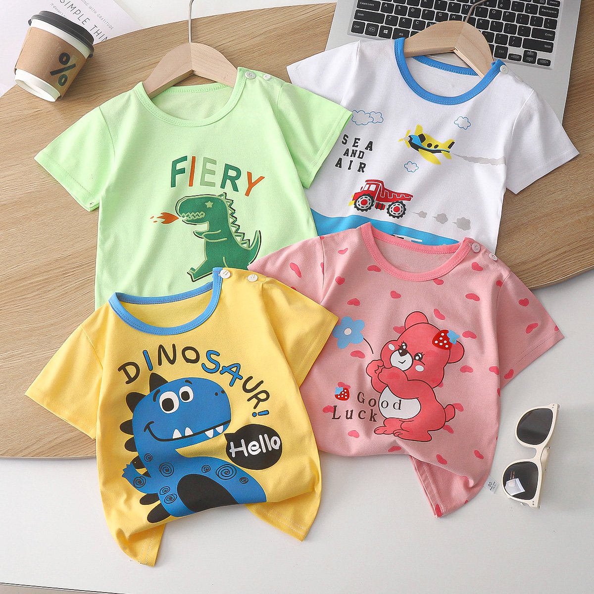 Kids Clothing Wholesale High Quality Printed T- Shirt Baby Boys Girls T-shirt Short Sleeve Cartoon Knitted 100% Cotton Popular