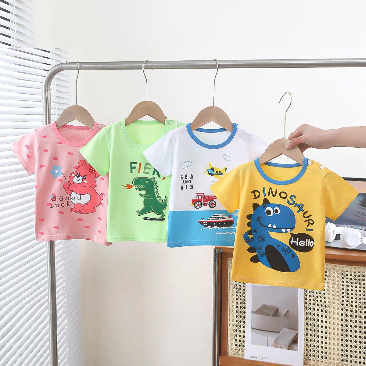 Kids Clothing Wholesale High Quality Printed T- Shirt Baby Boys Girls T-shirt Short Sleeve Cartoon Knitted 100% Cotton Popular
