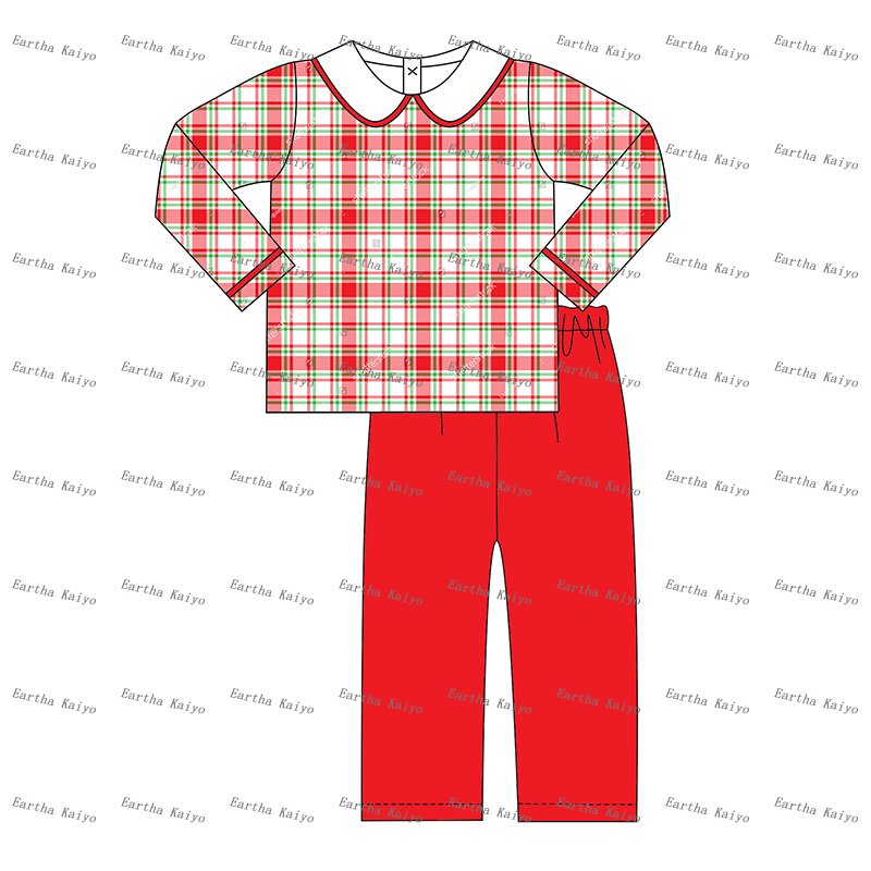 children's clothing girls dresses Christmas gingham peter pan collar matching sibling kids Boys clothing sets