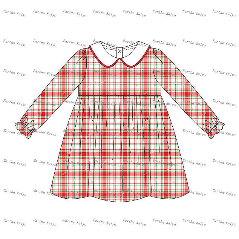 children's clothing girls dresses Christmas gingham peter pan collar matching sibling kids Boys clothing sets