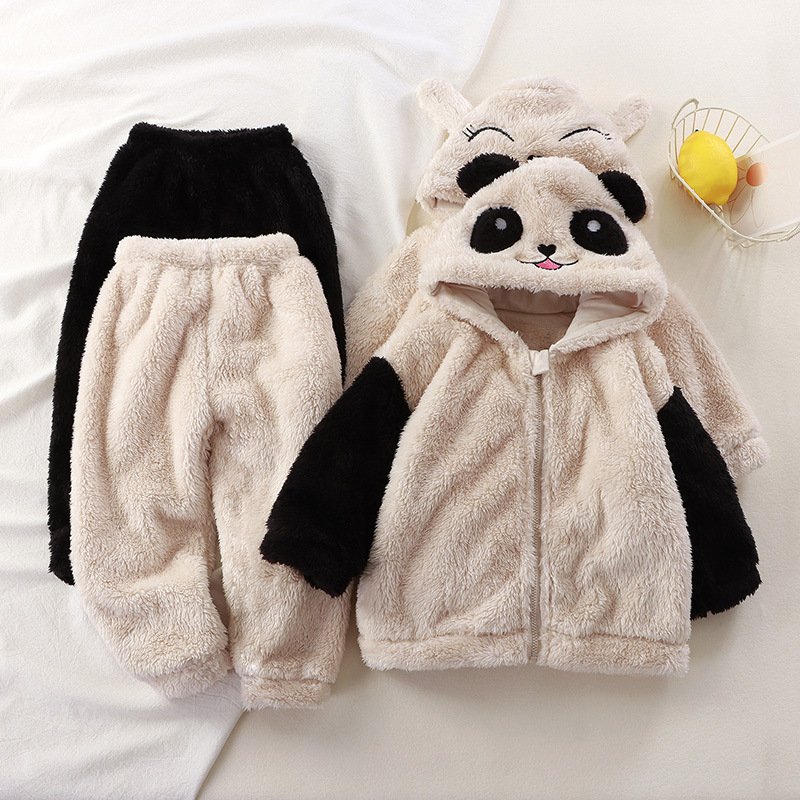 Boys and girls autumn and winter hooded sweatshirt set 2024 new children's casual sports set children's combo Two piece hat set
