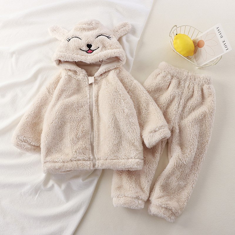 Boys and girls autumn and winter hooded sweatshirt set 2024 new children's casual sports set children's combo Two piece hat set