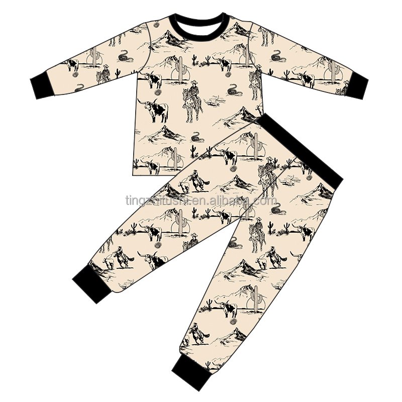 Winter Girl Boy Clothing Long Sleeve Tops Loose Pants 2-Piece Milk Silk Lounge Night Wear Baby Sleepwear Pajamas Set For Kid