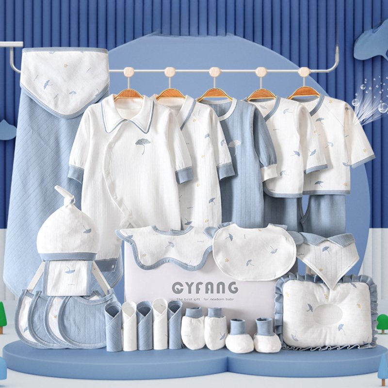 Luxury Newborn 28 Pcs Gift Set Organic Cotton Romper Kids Favors Clothes Kit for Boy Girl Baby Shower Souvenir Gifts Box Set