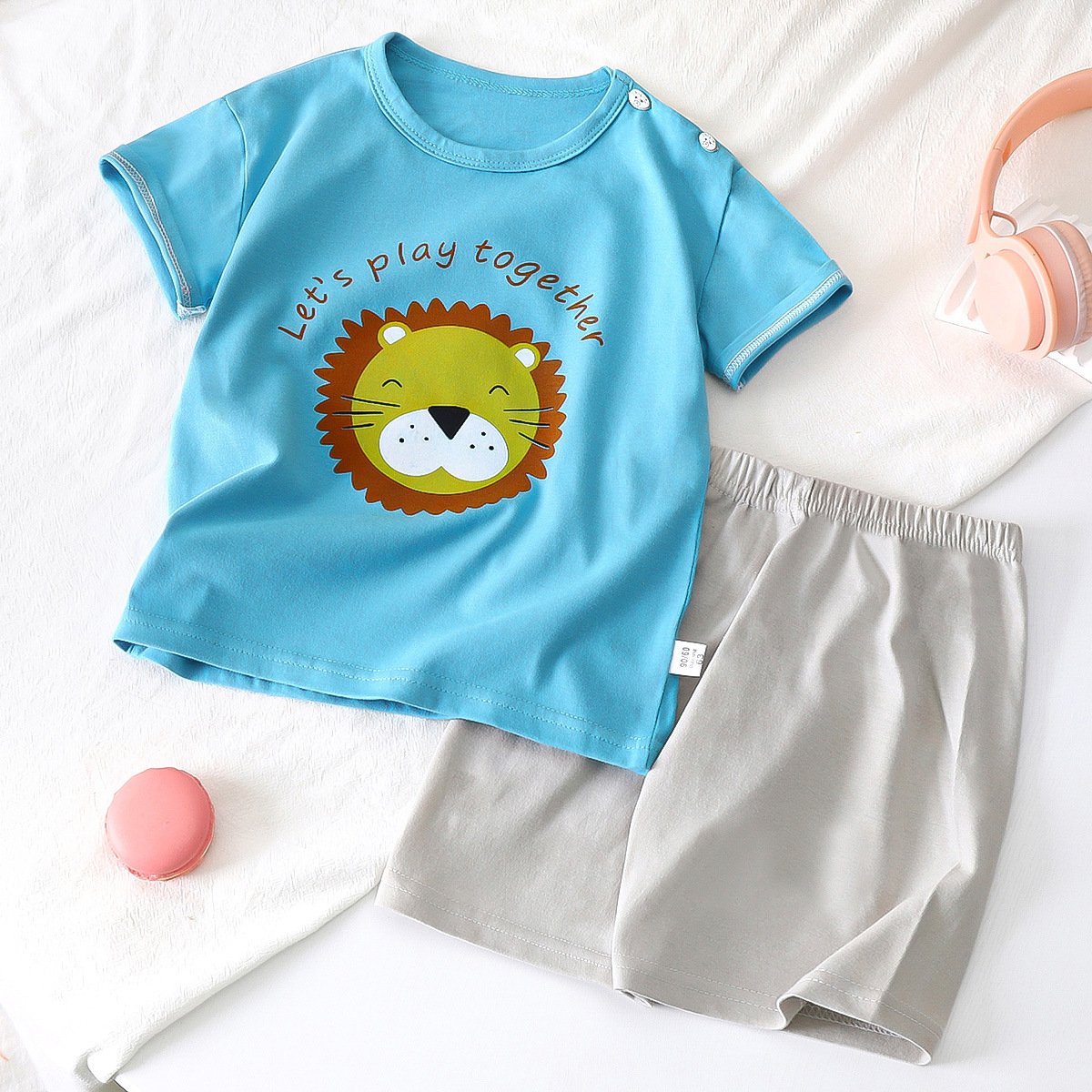 Children's short-sleeved suit summer cotton boy's clothes wholesale new girl's t-shirt summer baby children's clothing