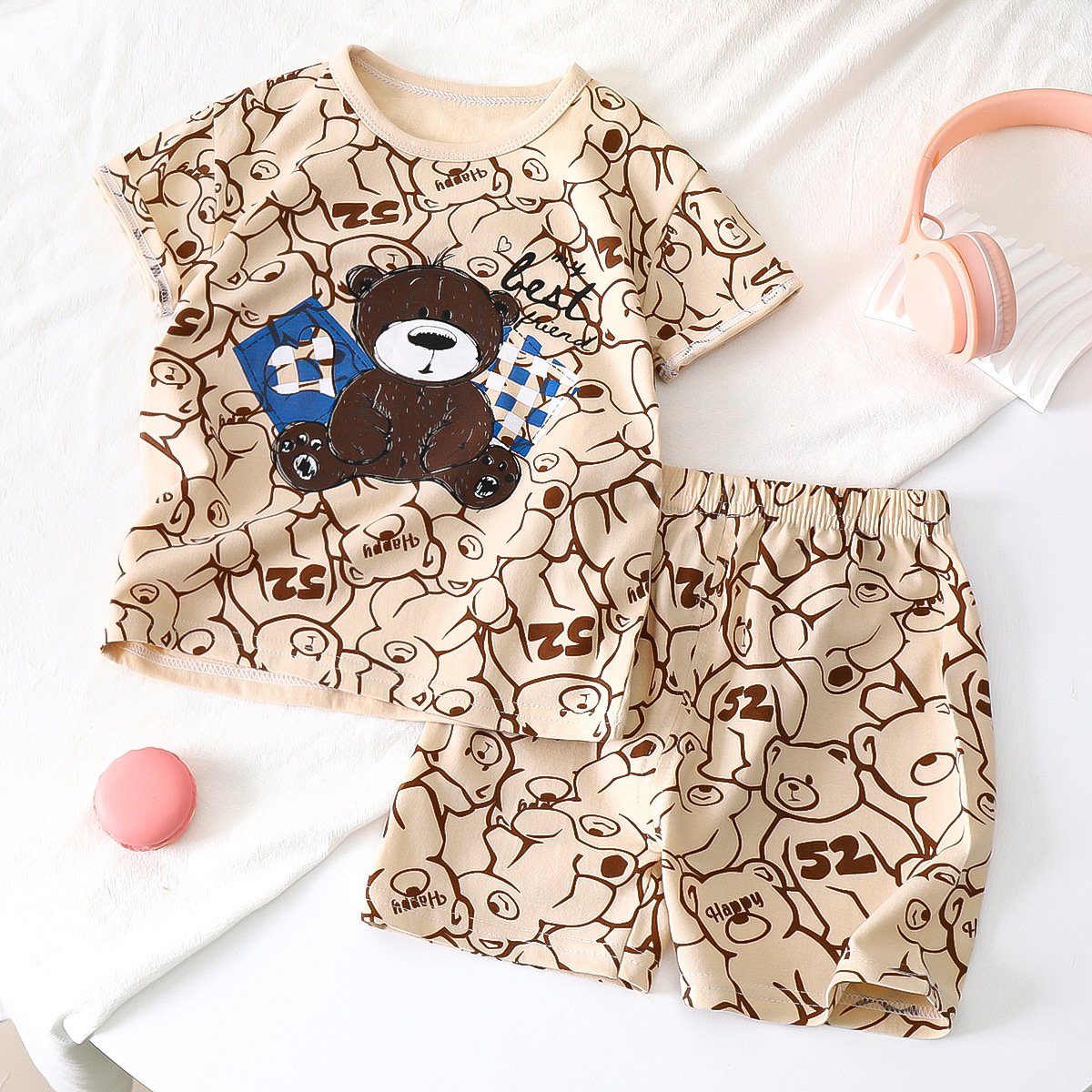 Children's short-sleeved suit summer cotton boy's clothes wholesale new girl's t-shirt summer baby children's clothing