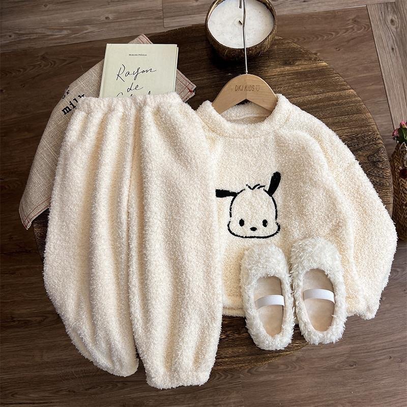 Cozy Winter Flannel Pajamas for Baby Girls Snuggly Fleece-Lined Thermal Nightwear Set Perfect for Cold Weather Indoors