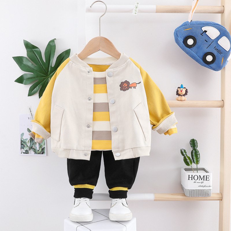 children and boys autumn suit cubic bear baseball suit three piece set for 1-4 Years old baseball suit clothing sets kids