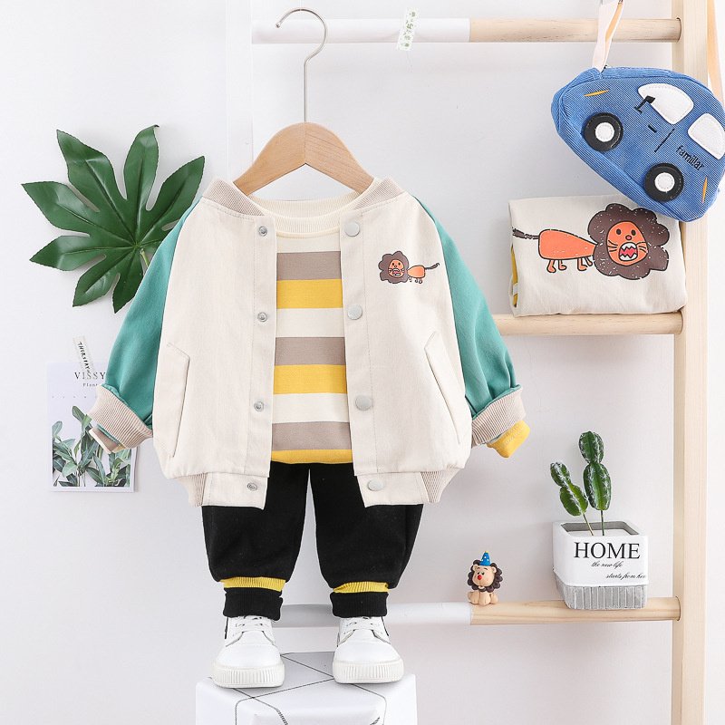 children and boys autumn suit cubic bear baseball suit three piece set for 1-4 Years old baseball suit clothing sets kids