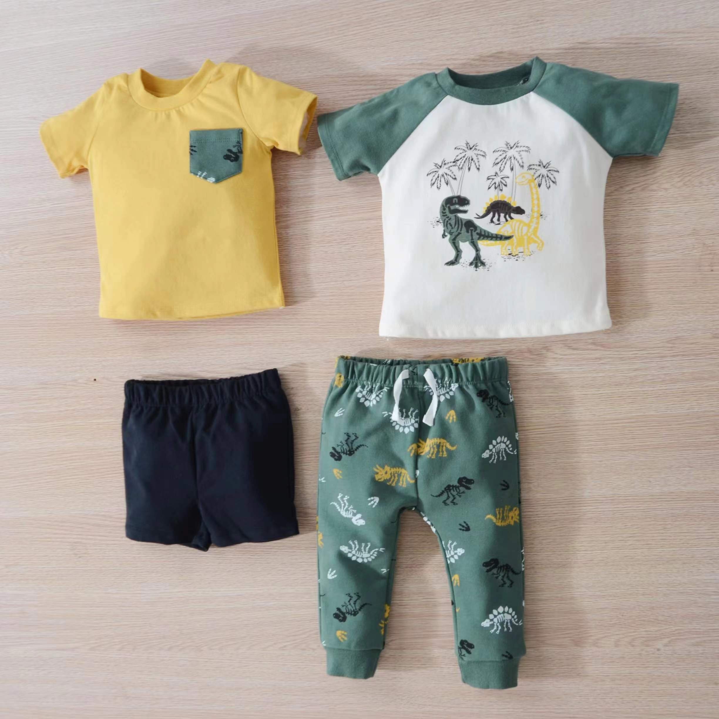 New Arrival Cotton 12m 18m 24m Baby T-Shirt Shorts Set Wholesale Baby Girls Boys 4pcs Set For Newborn Baby