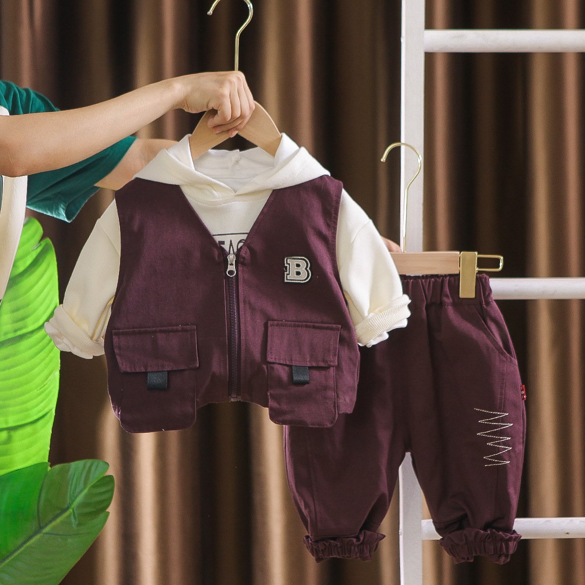 Kids Fashion Spring Autumn 3pcs Cargo Outfits Hoodies+Vest Jacket+Pants Casual Boys Clothing Sets
