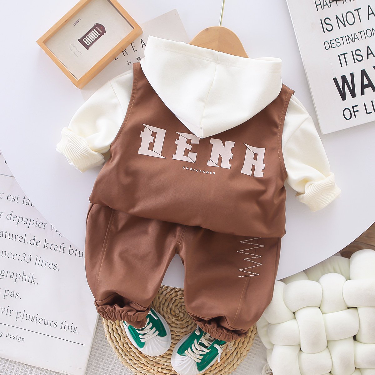 Kids Fashion Spring Autumn 3pcs Cargo Outfits Hoodies+Vest Jacket+Pants Casual Boys Clothing Sets