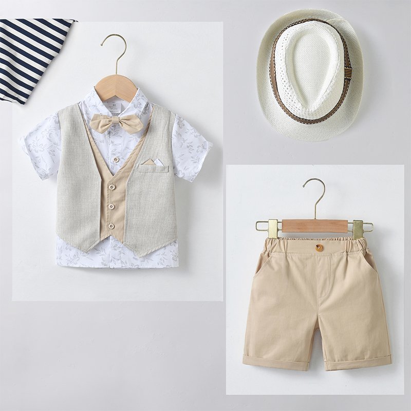 High Quality 0-4Years Kid Formal Suit Wedding Party Baby Boys Clothing Sets Flower Baby Gentleman Boy Outfit