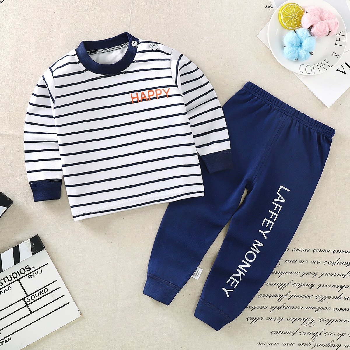 Boy Long Sleeves 100% Cotton Sleepwear Sets Wholesale Pajamas For Children
