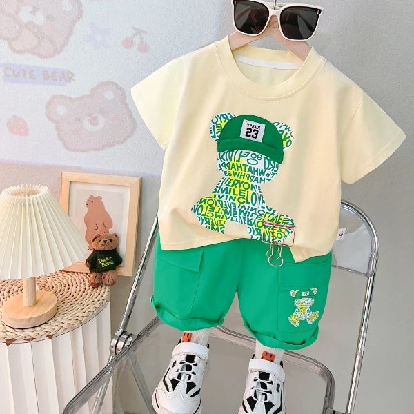 2024 year Guangzhou Latest summer shirt for kids boys plain t-shirt for baby boy clothing sets Dinosaur cartoon T-shirt for kids