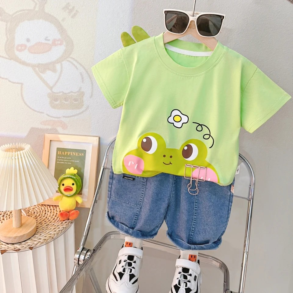 2024 year Guangzhou Latest summer shirt for kids boys plain t-shirt for baby boy clothing sets Dinosaur cartoon T-shirt for kids