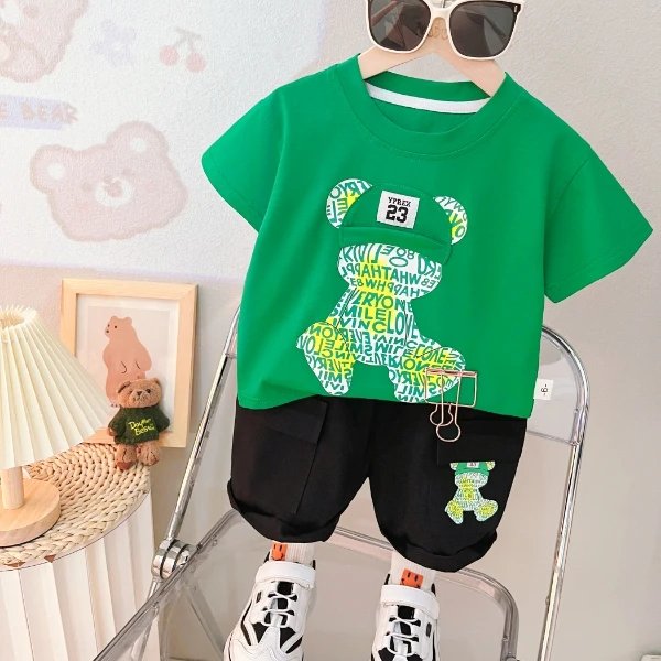 2024 year Guangzhou Latest summer shirt for kids boys plain t-shirt for baby boy clothing sets Dinosaur cartoon T-shirt for kids