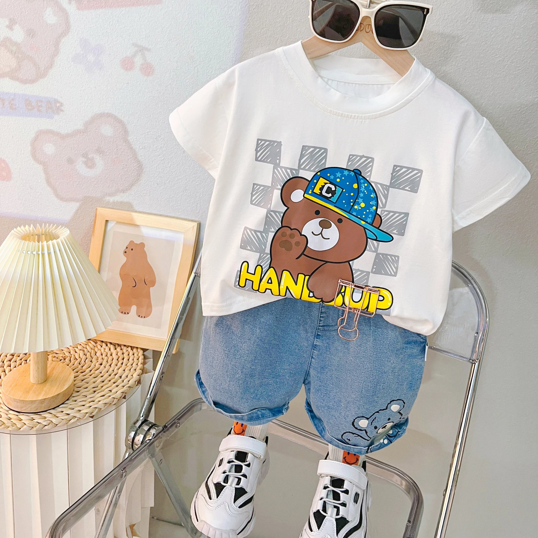 2024 year Guangzhou Latest summer shirt for kids boys plain t-shirt for baby boy clothing sets Dinosaur cartoon T-shirt for kids