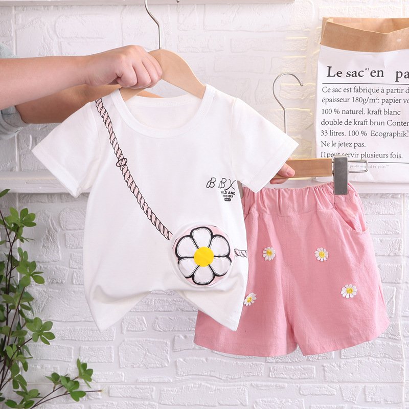 Girl's Summer Set Thin Flower Pattern Two Piece Set
