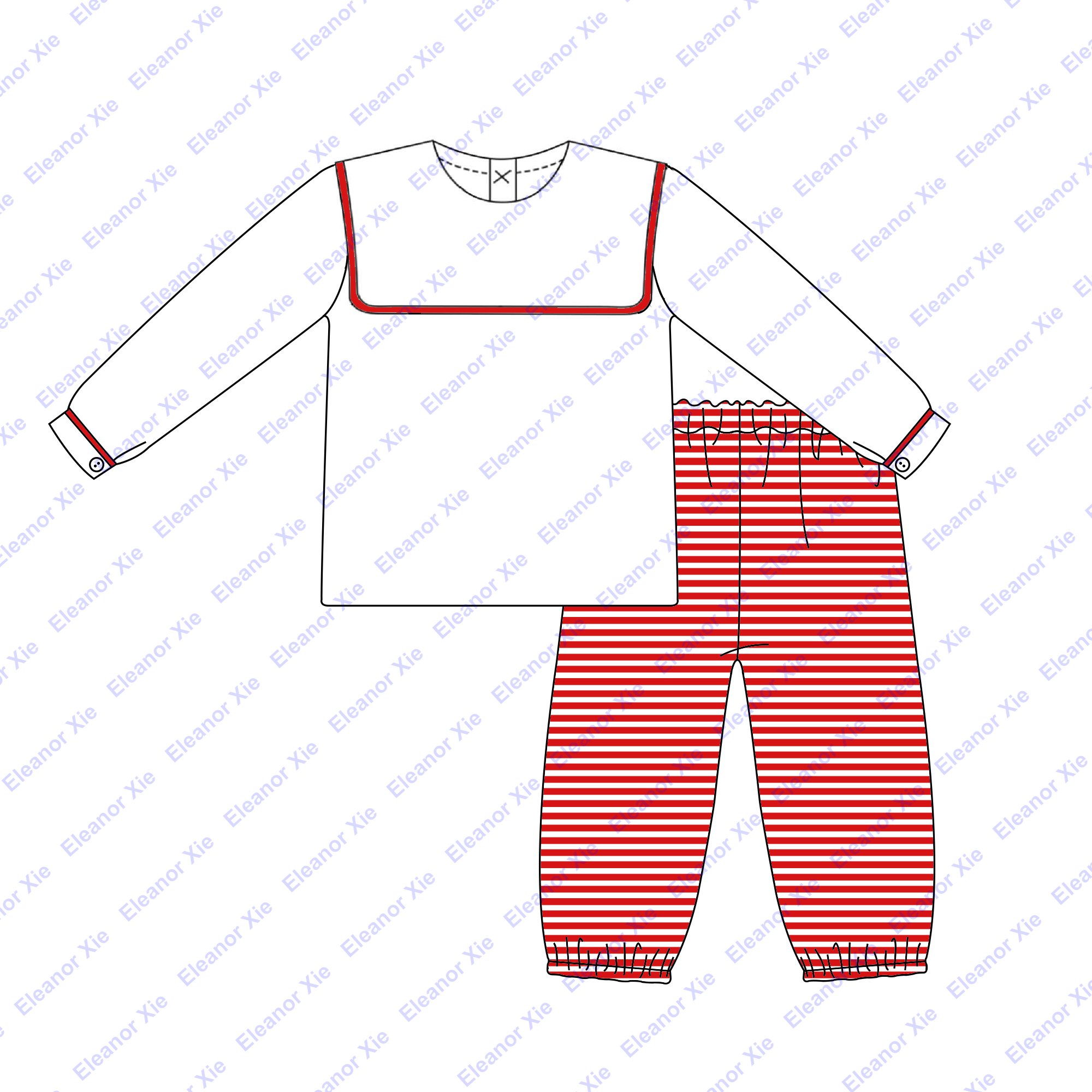 Embroidered baby boy winter clothes set siblings matching red stripe 95%cotton long sleeve children boys clothing sets