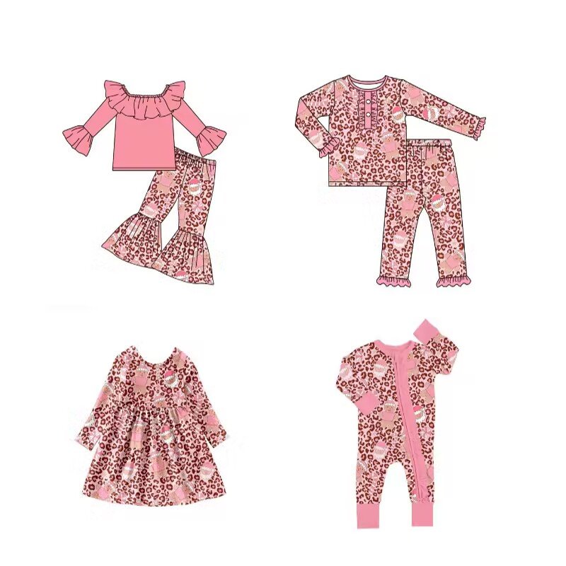 Christmas Outfit Baby Girl Animal Farm Tops+Stripe Leggings Set Wholesale Baby Girl Smock Dress Romper Clothing
