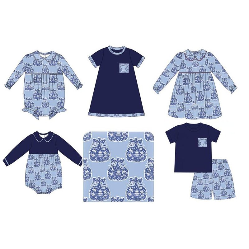 Christmas Outfit Baby Girl Animal Farm Tops+Stripe Leggings Set Wholesale Baby Girl Smock Dress Romper Clothing