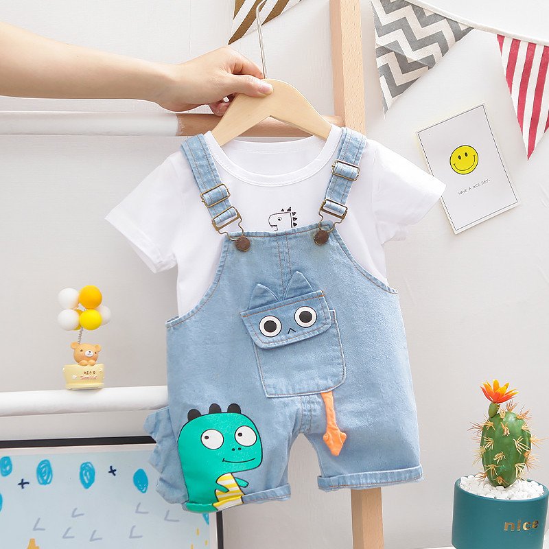 Cute Baby Overalls Set Girl Stripe Kids Boy Suit Set Wholesale Toddler Boys Clothing Sets