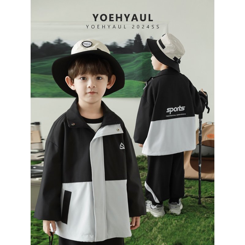 YOEHYAUL N5158 Sport Style Children's Jjacket Set Red Black Loose Cargo Baby Boys Clothing Sets