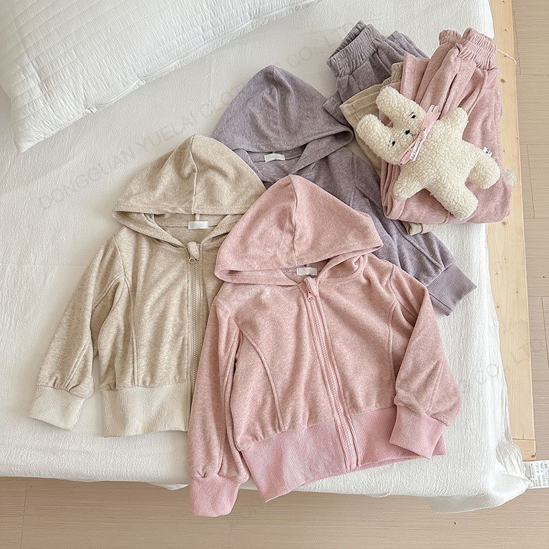 Custom Hi-Q Children Hoodie Set Plain Long Sleeve Casual Cute Anti-Shrink Comfortable Soft 100% Cotton Kids Clothing Sets