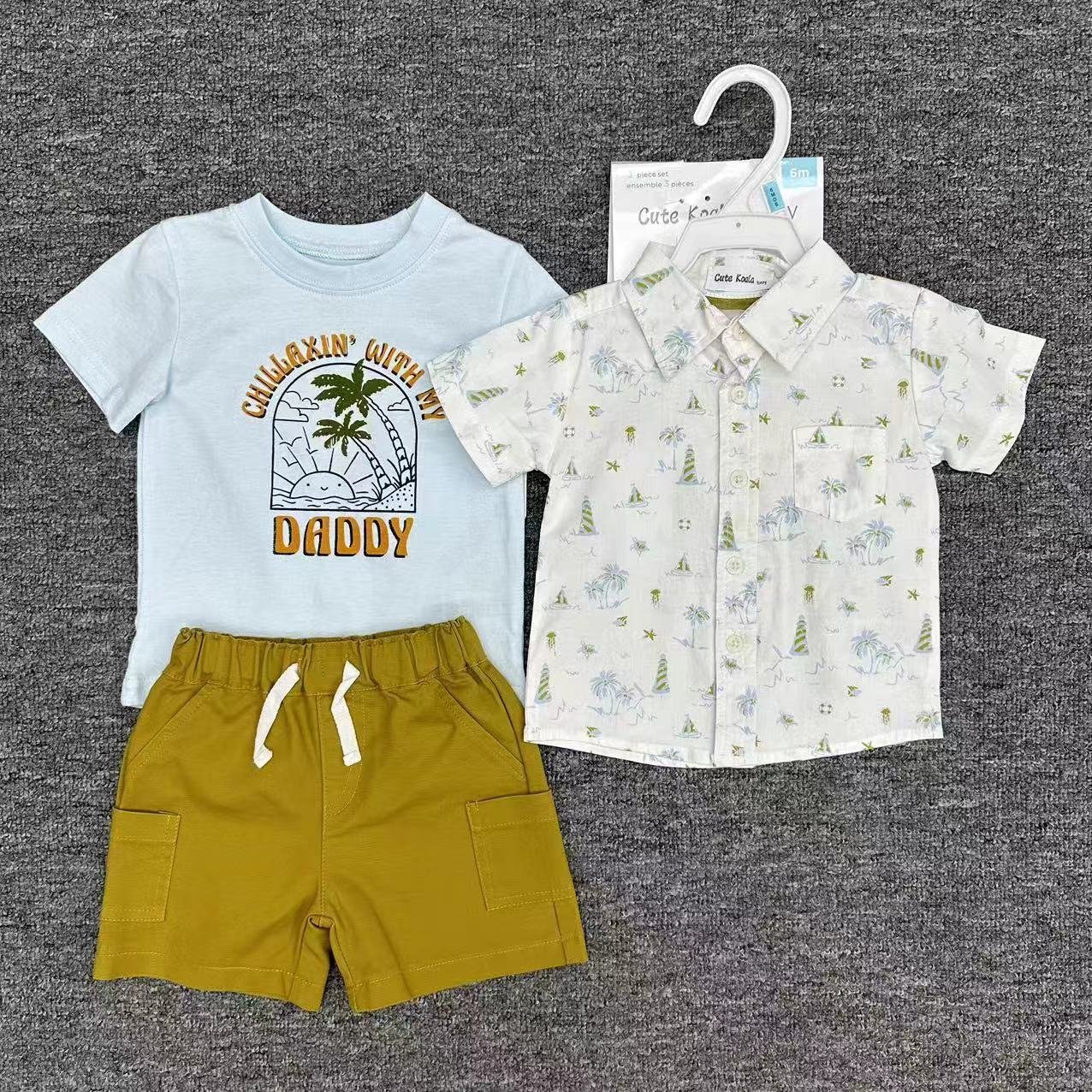 New design children boutique clothing sports suit kids clothes baby boy summer clothes 3 pieces sets