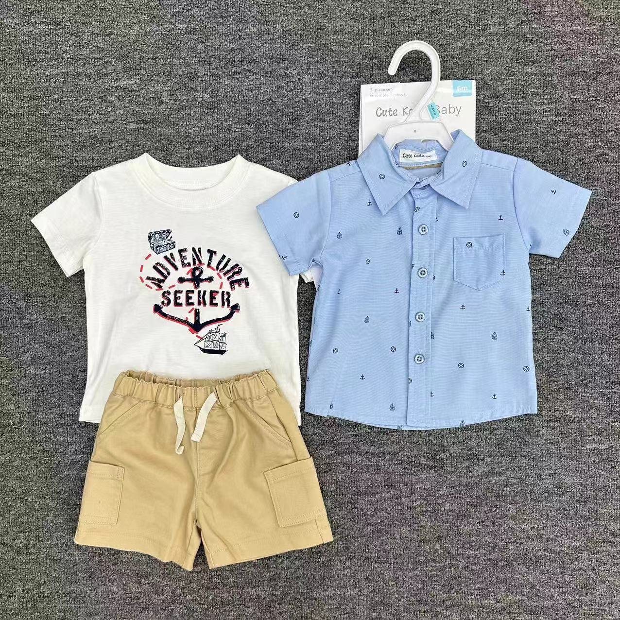 New design children boutique clothing sports suit kids clothes baby boy summer clothes 3 pieces sets