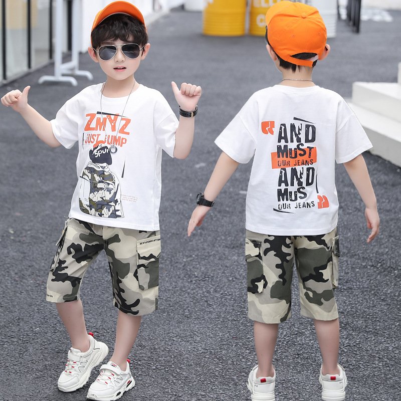 Children's clothing boy short-sleeved sets summer 2023 fashion boy middle and big children 2pcs suit boys clothing