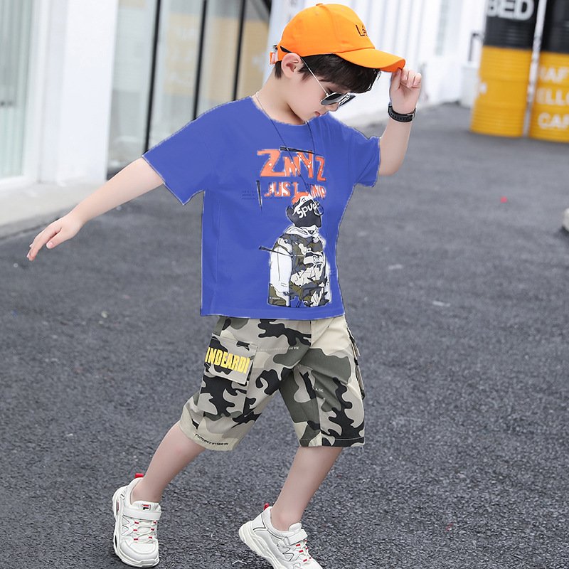 Children's clothing boy short-sleeved sets summer 2023 fashion boy middle and big children 2pcs suit boys clothing