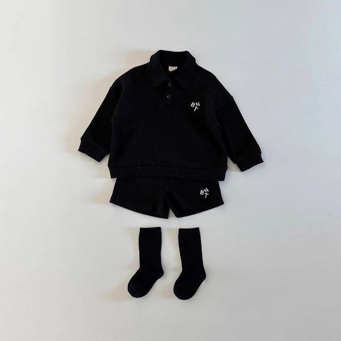 Children's Set Spring Korean Version Children's Clothing Baby Waffle Shirt Set Boys and Girls Autumn Long Sleeve Two piece Set
