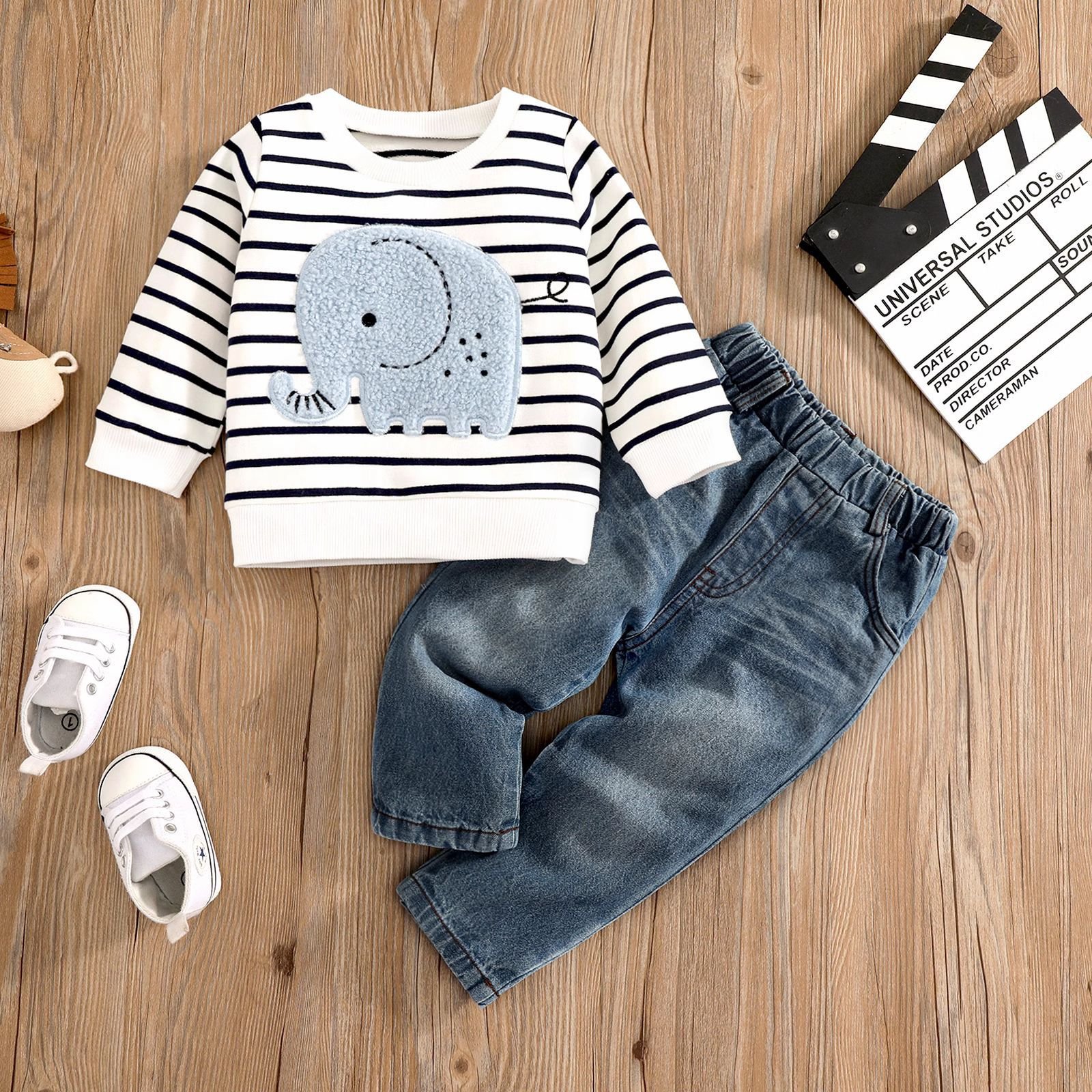 Toddler Boys Clothing Sets Cartoon Baby Boys Clothing Sets Striped Pullover Boys Clothing Sets