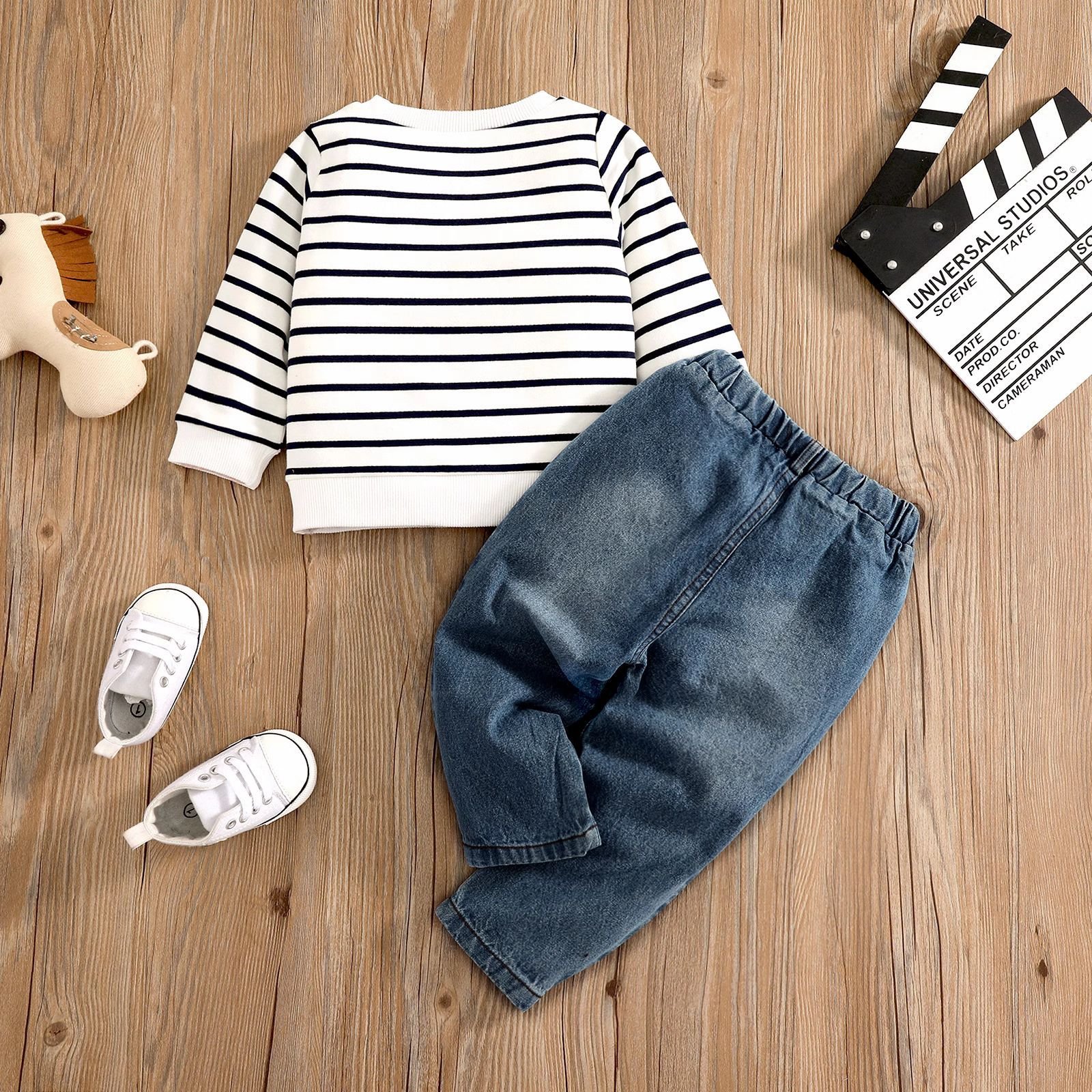 Toddler Boys Clothing Sets Cartoon Baby Boys Clothing Sets Striped Pullover Boys Clothing Sets