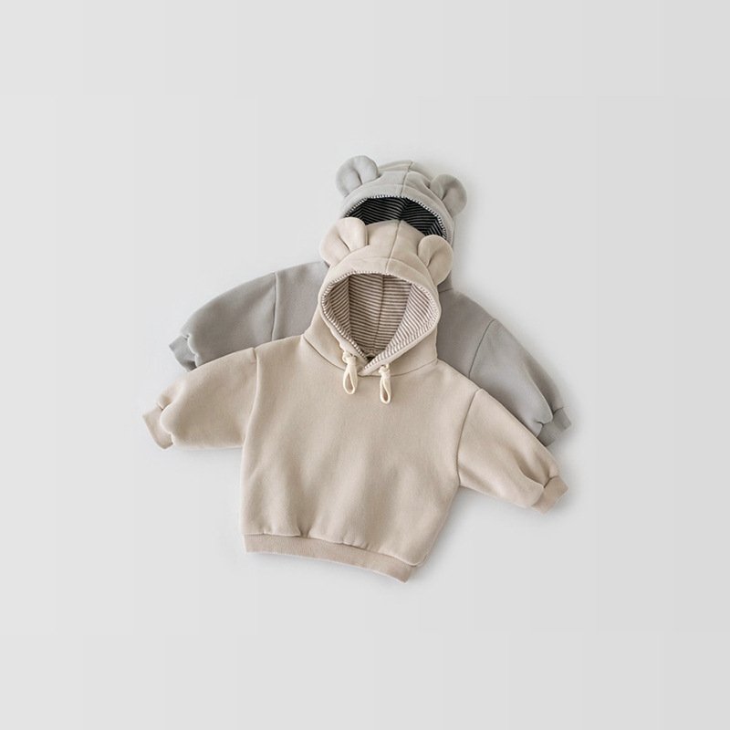 Autumn Newborn Infant Toddler Boys Girls Clothes Long Sleeve Cotton Pullover Pants Small Ears Two Pieces Baby Hoodie Set